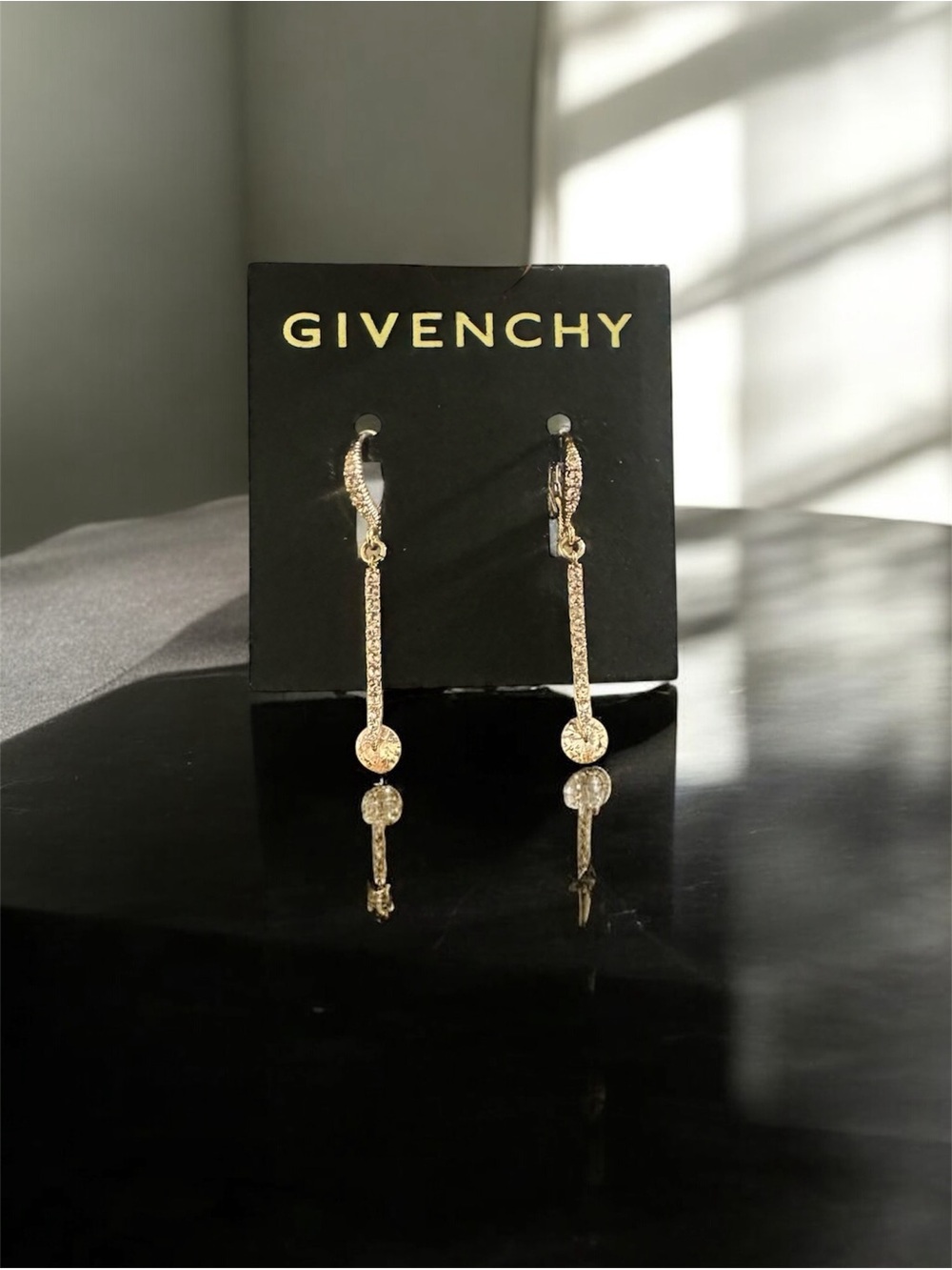 Givenchy Crystal Linear Dangle Teardrop Earrings - Picture 2 of 3